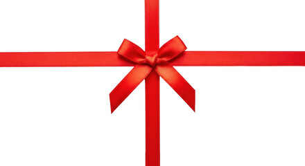 Isolated red ribbon bow gift wrap as perfect element for holiday design on product promotion