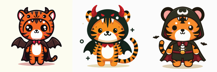 vector tiger in cute halloween costume