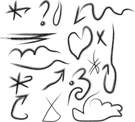 Fototapeta premium Hand drawn sketch elements doodle arrows hearts and other signs