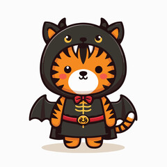 vector tiger in cute halloween costume