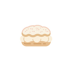 Simple Flat Cream Puff Dessert Illustration on Isolated White Background