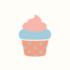 Simple Flat Design Creamy Topping Cupcake Dessert Sweet Confectionery Item
