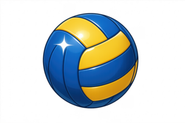 Blue and yellow volleyball vector illustration with transparency