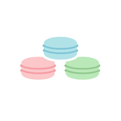 Flat Design Three Colorful Macarons Delicious Sweet Treat Bakery Icon