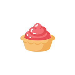 Cartoon Style Sweet Dessert Cupcake Illustration Isolated on White Background