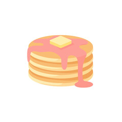 Flat Design Pancake Stack with Butter and Syrup Breakfast Illustration