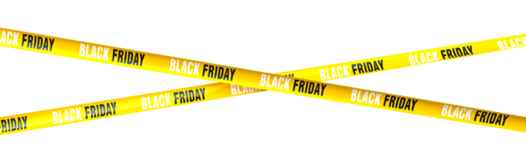 Black friday sale warning ribbons 3d isolated
