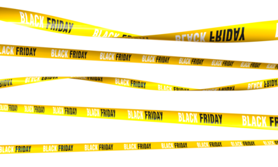 Black friday sale yellow 3d tape transparent background