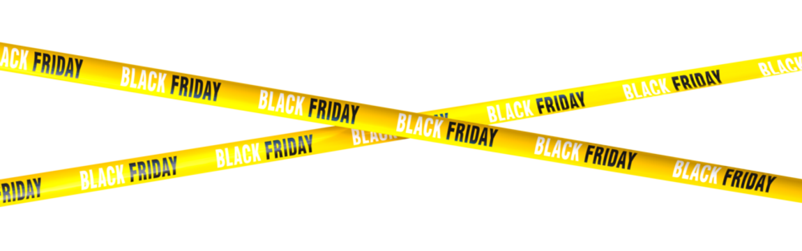 Black friday sale warning ribbons 3d isolated