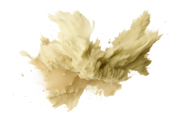 Beige liquid splash with dynamic movement on black backdrop