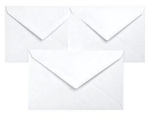 Three blank white flexible pouches with a spout in the middle isolated on transparent background
