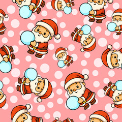 Cute cartoon christmas holiday seamless pattern featuring santa claus cheerful festive design for joyous celebrations