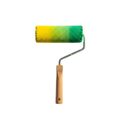 Vibrant paint roller with yellow green gradient creates dynamic impact for home renovation and DIY projects