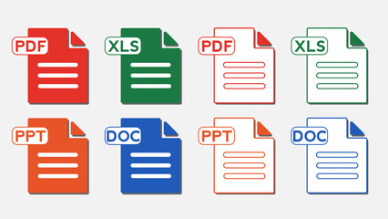 Modern Documents File Format icon. File type isolated on white background. PDF, 