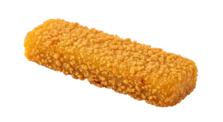 Isolated crispy golden fried fish stick snack, quick meal, convenient prepared food item