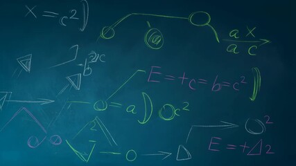 Mathematical equations and diagrams on a chalkboard - Powered by Adobe