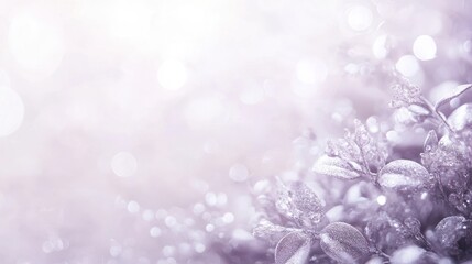 Soft-focus, pastel purple leaves with water droplets, bokeh