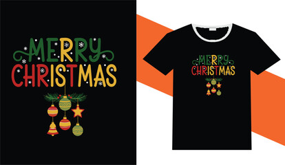 Merry christmas t shirt design with ornaments