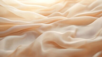 Soft, flowing, light peach-colored fabric drapes elegantly
