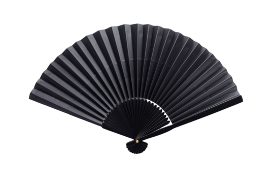 Elegant black folding fan on a black backdrop