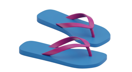 Isolated colorful flip-flops, beach shoes in blue and magenta, summer footwear style choice