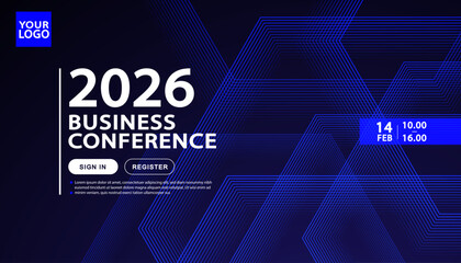 A landing page template for a technology or engineering conference. A dark, futuristic background with an abstract geometric hexagonal pattern. A modern UI design for a high-tech event website.