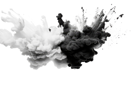 Abstract ink explosion with black and white contrast