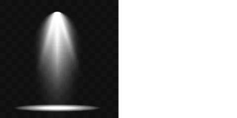 Fototapete Licht, Schatten Vector design of bright illuminated scene with glowing white spotlights creating festive atmosphere.   © Mirinda