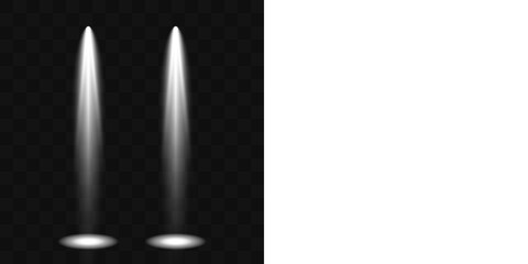 Theatre scene illuminated by bright beams and white spotlights in a transparent glowing space. Vector background for disco interiors, holiday events, creative advertising, and decorative art projects