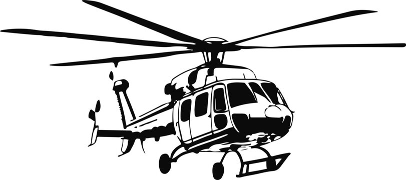 black and white helicopter flying clip art preview