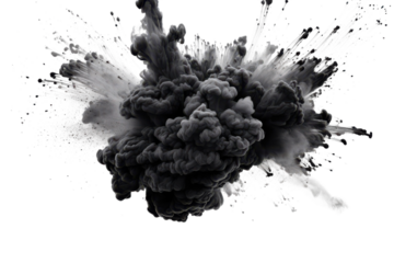 Dramatic smoke explosion effect against a black backdrop