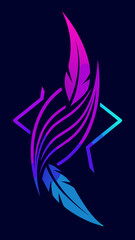 Obraz premium neon feather spiral star with swirling feathers