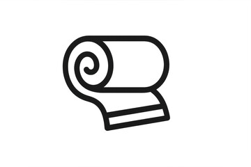 Rolled fabric towel blanket textile line art icon