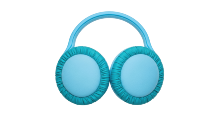 Isolated light blue headphones for listening to music or an audiobook, modern technology