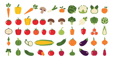 A vibrant collection of pixel art vegetables and healthy food illustrations.