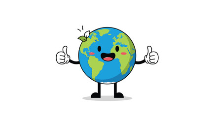 A happy cartoon earth character giving two thumbs up.