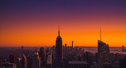 Obraz premium Dramatic New York City skyline illustration at dusk