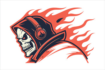 High-Tech Knight Helmet Illustration in Vibrant Sci-Fi Design