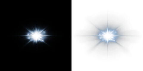 Bright starburst overlay on contrasting black and white backgrounds, creating a dynamic visual effect for creative projects and design applications with copy space