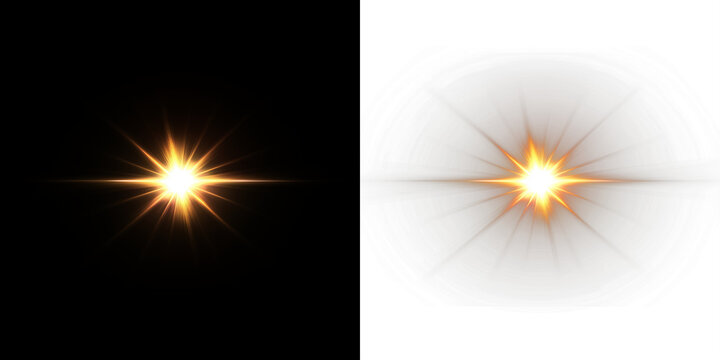 Bright starburst effect overlay with radiant light and glowing edges, creating a dynamic visual impact for design projects and artistic compositions with copy space