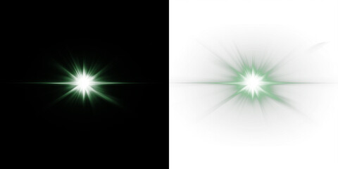 Bright green light burst overlay on contrasting black and white backgrounds, creating a dynamic visual effect for creative projects and design applications