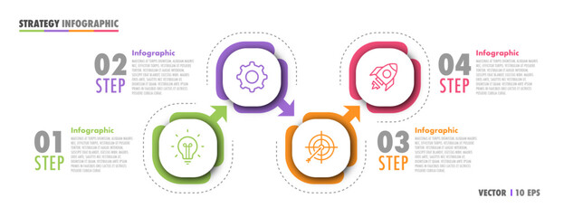 Infographic progress template 4 steps or option trendy style for presentation, banner, flow chart, web site, diagram, workflow layout vector 10 eps