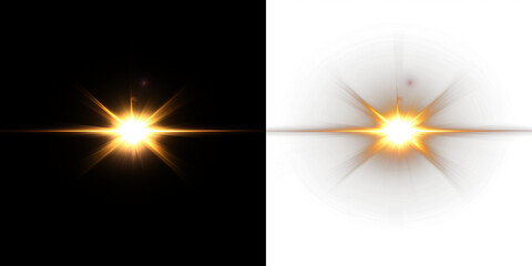 Bright glowing starburst overlay on contrasting black and white backgrounds, creating a striking visual effect for design projects and artistic compositions