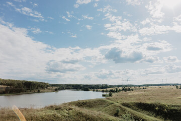 Fototapeta premium landscape with river and sky