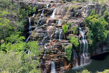 The Waterfall known as Almecegas I in Chapada Veadeiros near the City of Alto Paraiso 