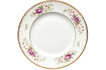Elegant china plate with floral rose pattern design