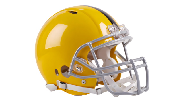 Yellow football helmet mockup, isolated background