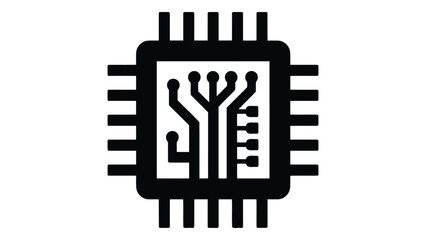 Microchip icon with circuit pattern , cpu,circuit,board,electronic,component,technology,computer,hardware isolated on white background