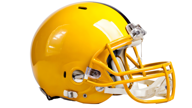 Yellow football helmet mockup, isolated background