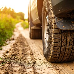 Off-road vehicle on dirt track